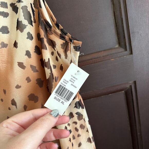 LORD & TAYLOR | Leopard Print Lace Trim Tunic Camisole | Size XL - Picture 3 of 5